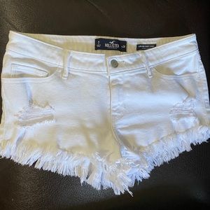 Hollister White Frayed Denim Shorts